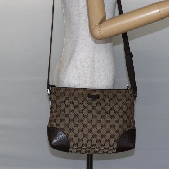 GUCCI GG Canvas Shoulder Bag Beige Silver 114273 Auth 146694 - Picture 14 of 16